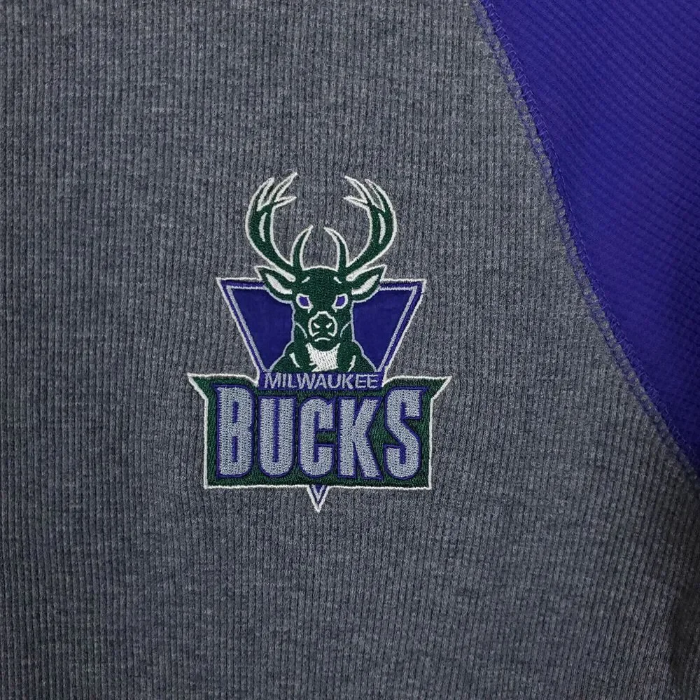 Milwaukee Bucks Mitchell & Ness NBA Small Longsleeve Shirt Gray‎ Purple NWT